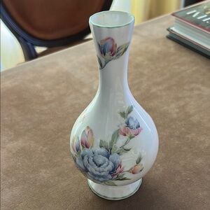 Ainsley Floral Ceramic Vase - White with Blue and Pink Accents